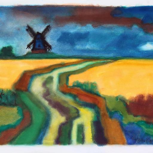 Herbstlandschaft mit Windmühle