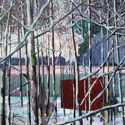 Theresa Möller, See im Schnee, Acryl und Öl auf Leinwand, 130x170 cm, 2017