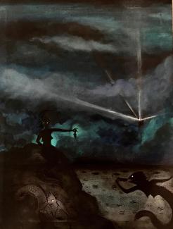 Melusina, 2016, 35x26cm, Acryl auf Leinwand