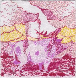 Sauwetter, 2014, 21x21cm, Filzstift auf Büttenpapier