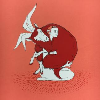 Ziegenliebe Rot, 2016, 50x50cm, Siebdruck