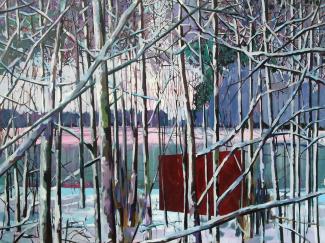 Theresa Möller, See im Schnee, Acryl und Öl auf Leinwand, 130x170 cm, 2017