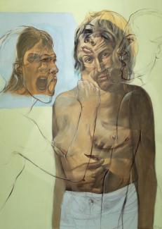 Henri Deparade, Konfrontation, Ölfarbe auf Leinwand, 2016, 140 x 100 cm    
